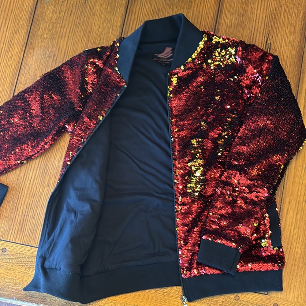NWOT  Red and Gold Sequined Jacket